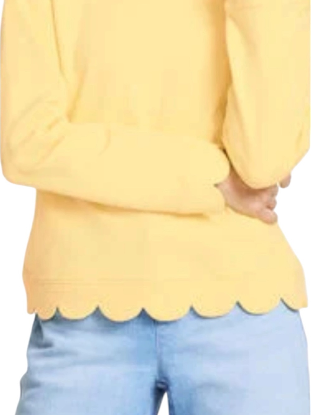 Talbots Yellow Scallop-Hem Crewneck Sweater womens size XL L413